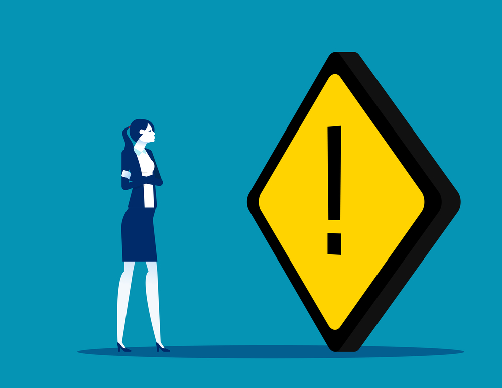 woman blocked by sign
