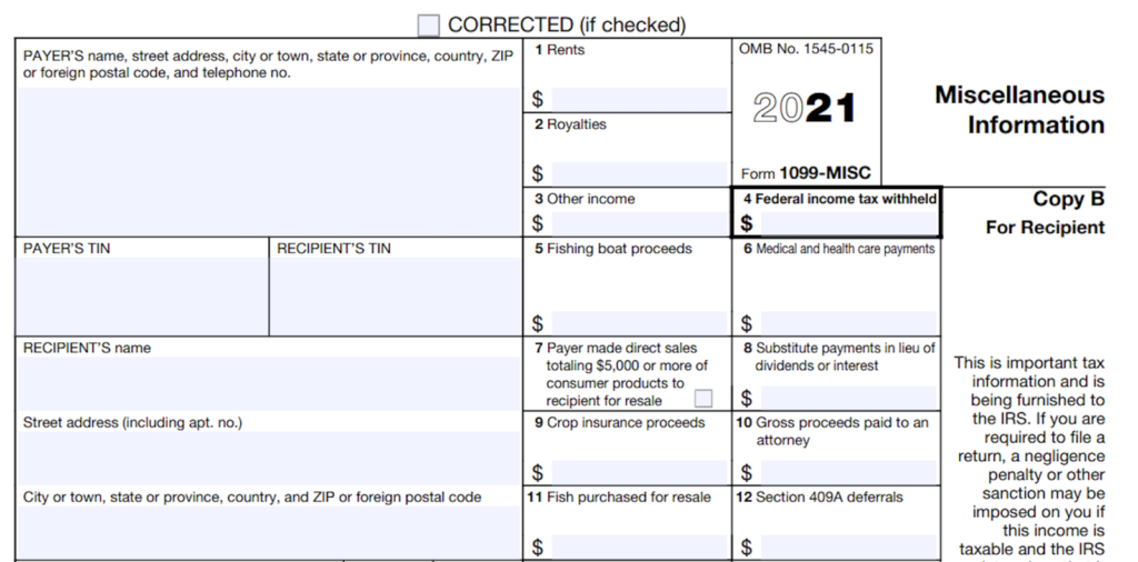 1099 MISC IRS form required for legally compliant sweepstakes rules