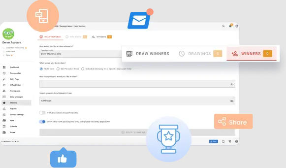 draw winners in a sweepstakes platform 